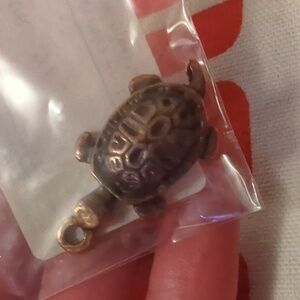 New large bronze metal turtle charm for hand crafted artisan jewelry makers.
